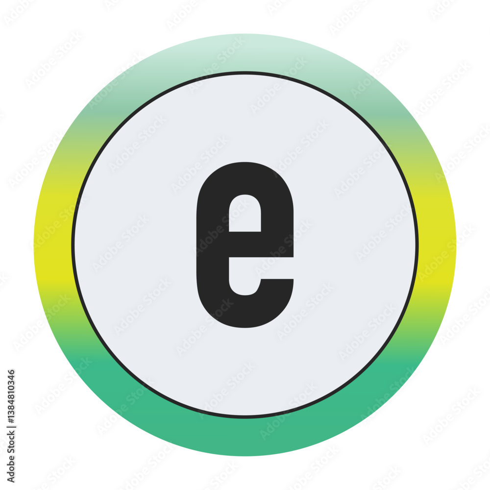 Environmental Grade Lowercase Letter e Icon with Green to Yellow Gradient Circle – Eco-Friendly Label for World Environment Day and Sustainability Awareness Environmental Grade Lowercase Letter e Icon with Green to Yellow Gradient Circle – Eco-Friendly Label for World Environment Day and Sustainability Awareness
