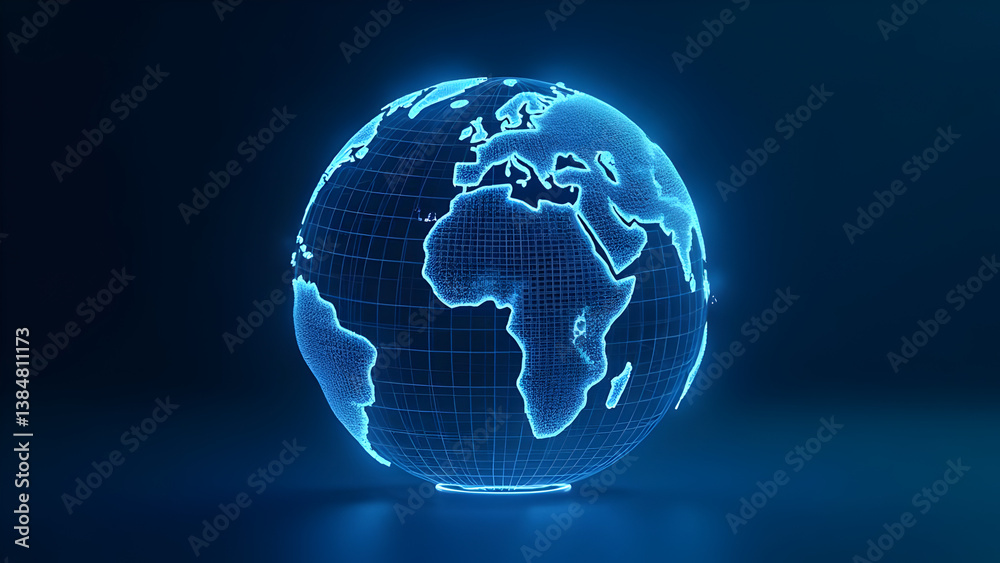 Futuristic Digital Earth Globe with Glowing Blue Network Connections – Global Technology Concept for Internet, Big Data, AI, Blockchain, Cybersecurity, Communication, Innovation and Virtual World Futuristic Digital Earth Globe with Glowing Blue Network Connections – Global Technology Concept for Internet, Big Data, AI, Blockchain, Cybersecurity, Communication, Innovation and Virtual World