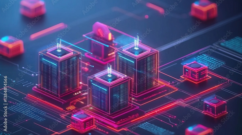 Fototapeta premium Digital city on circuit board network