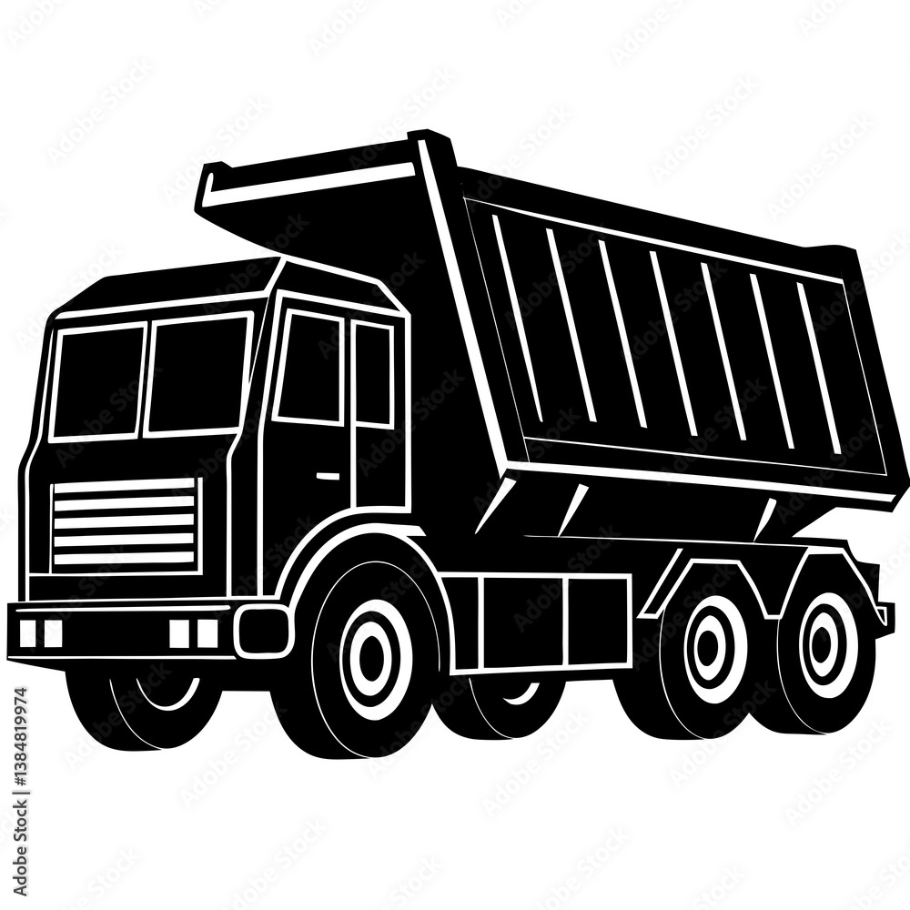 A strong vector silhouette of a dump truck A strong vector silhouette of a dump truck