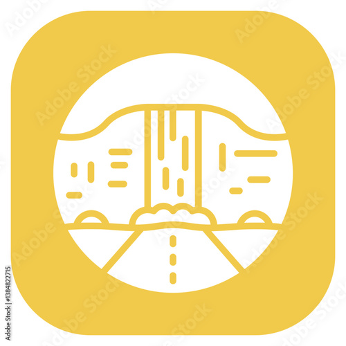 Roadside Waterfall Vector Icon
