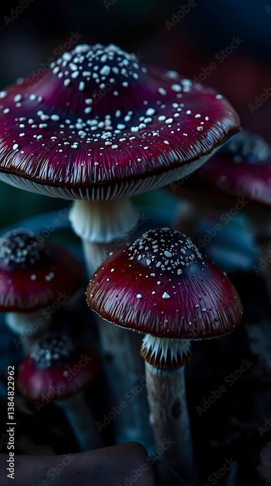 Obraz premium Nature of mushrooms in garden using as cover page background, created by generative ai