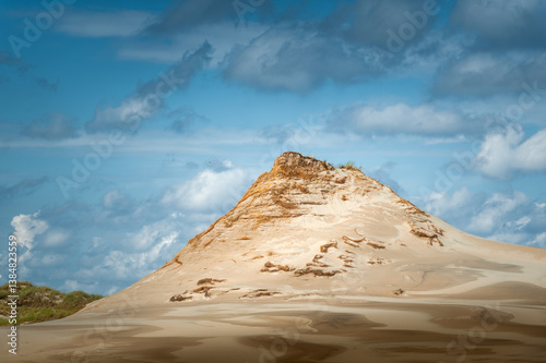 The famous, unique moving dunes in the Slovinski National Park, forming a desert-like landscape. Ever-living, they constantly move under the influence of the wind.