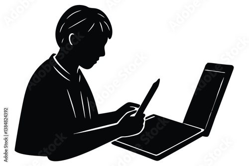 Writing and Reading with a Digital Pen and Tab Illustration

