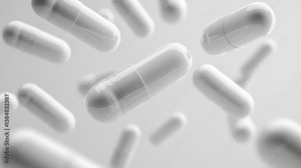 Abstract Floating Capsules: A Medical and Pharmaceutical Image Abstract Floating Capsules: A Medical and Pharmaceutical Image