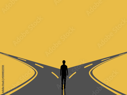 businessman reaches a crossroads and decides to take a different path