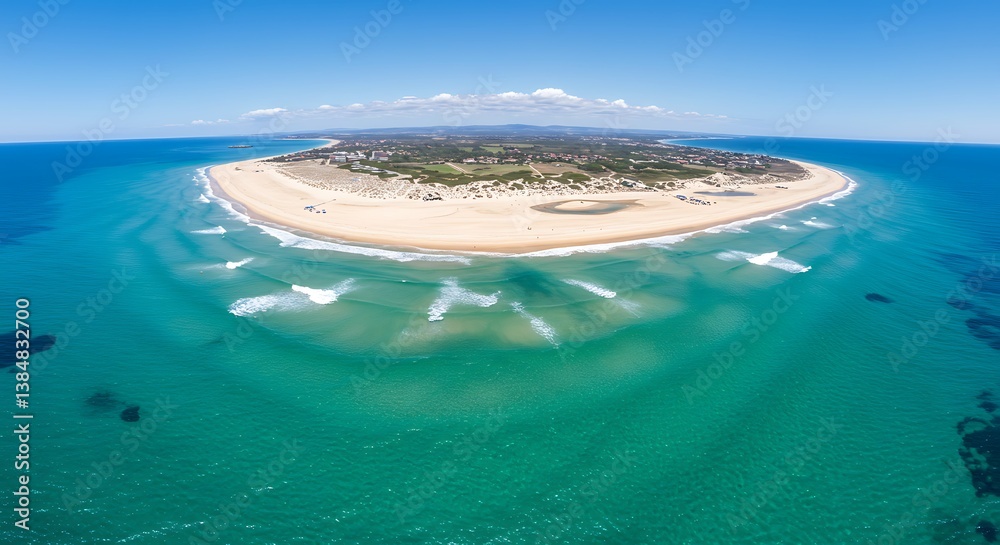 Obraz premium Coastal Embrace: Azure Dawn AI Generated