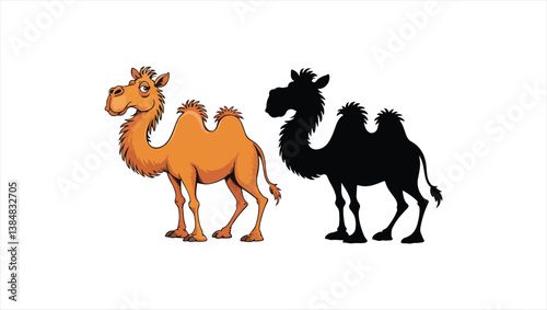 Vector illustration of a cute camel in flat style
