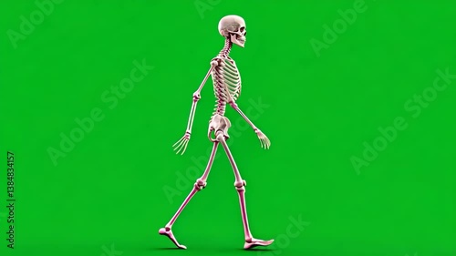 Wallpaper Mural Walking skeleton on a green screen background, ideal for compositing, animation, and creative projects requiring customizable footage of a skeleton in motion. Torontodigital.ca