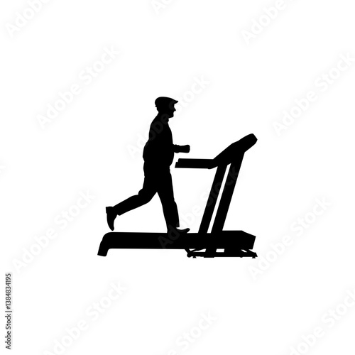 Salute to an elderly person running on a treadmill vector
