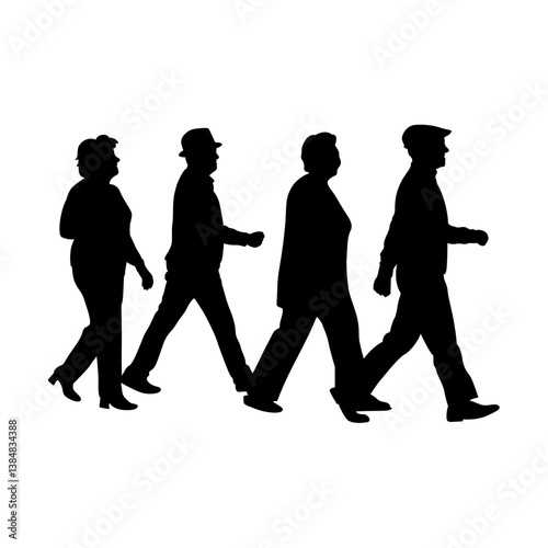 Elderly people walking in the morning park vector