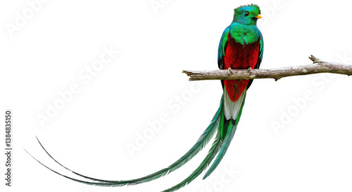 Resplendent Quetzal Perched on Branch PNG