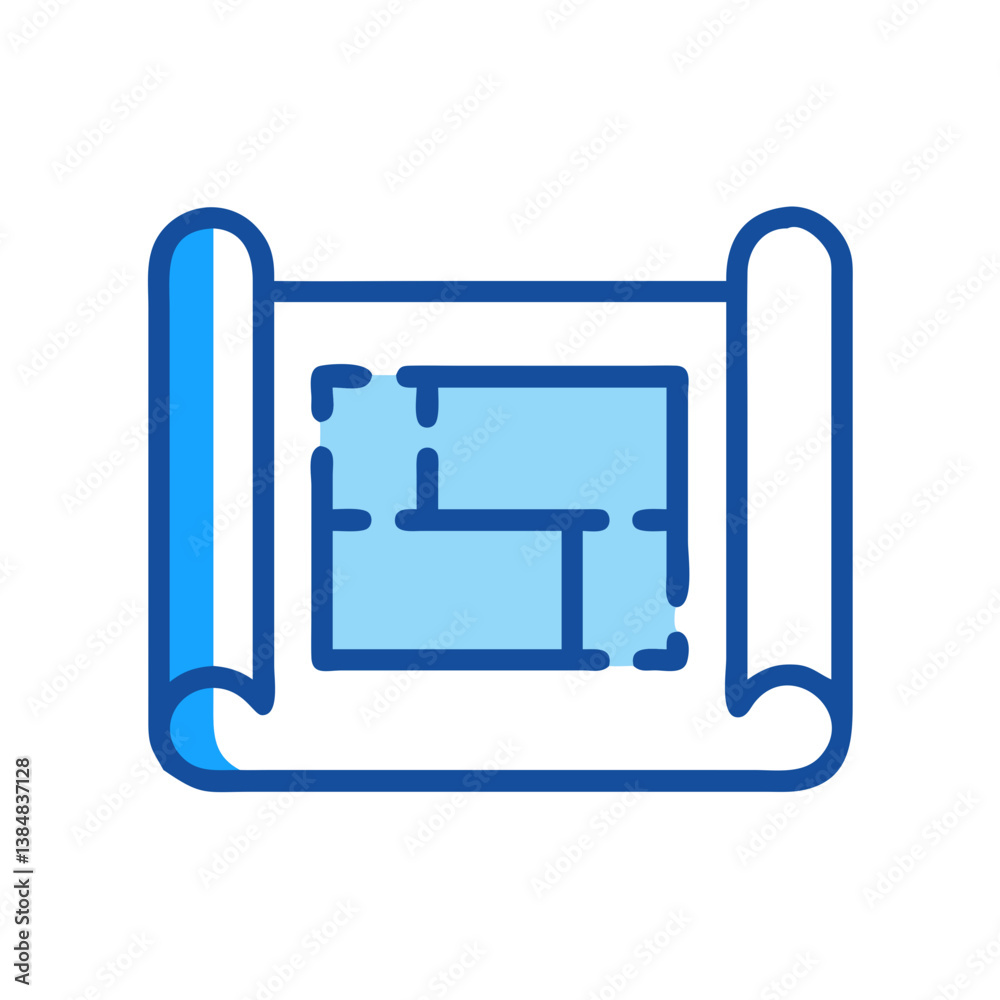 Dynamic Blueprint Roll Graphic Illustration Dynamic Blueprint Roll Graphic Illustration
