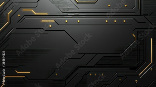 Abstract Black and Gold Tech Circuit Board Background