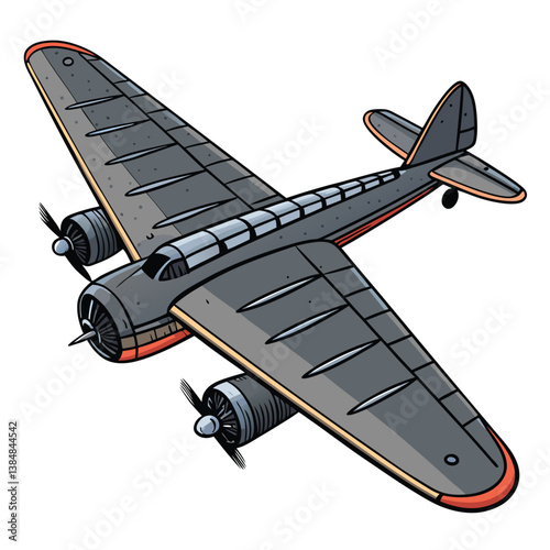Design a bold, vector illustration of a robust aircraft wing, emphasizing strong lines and powerful shapes.  Include rivets and structural details.