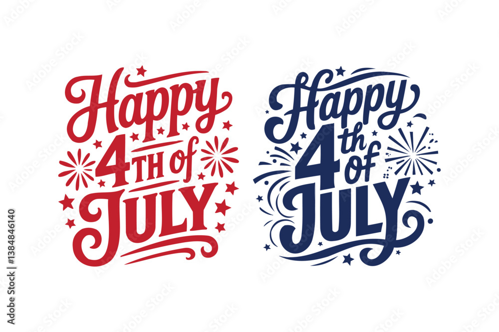 Ταπετσαρία Happy 4th of July letter typography design