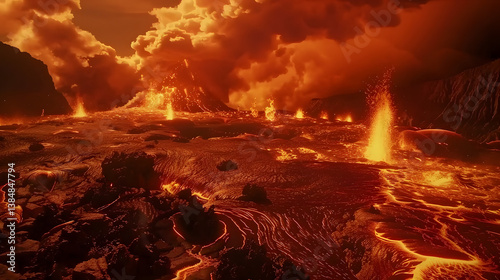 Volcanic Landscape With Lava Flows photo