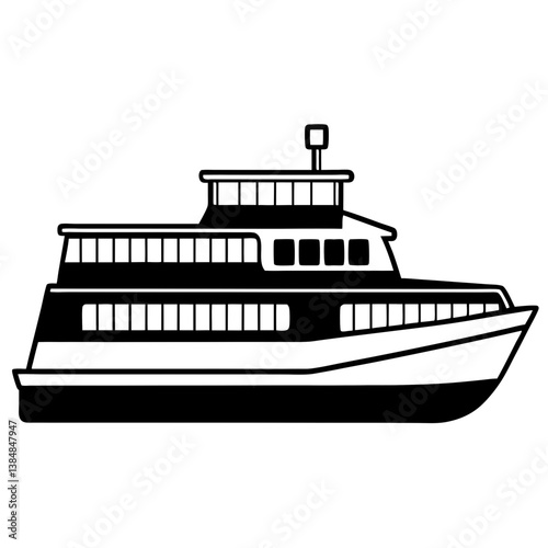 A vector silhouette of a ferry boat