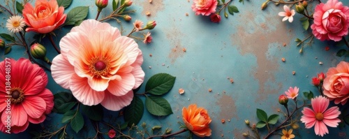 Distressed floral wallpaper with realistic texture and worn-out petals , floral patterns, distressed finish, flowers