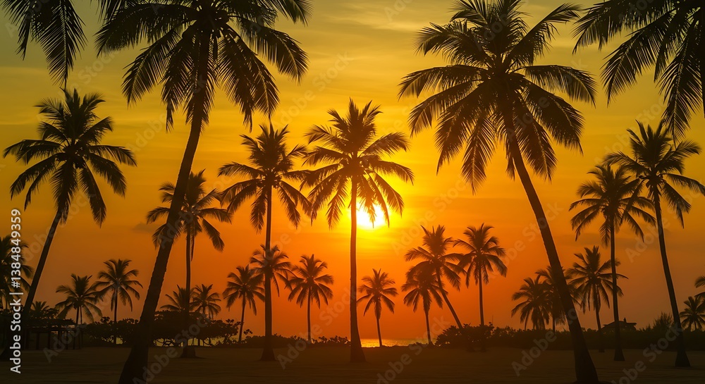 Obraz premium Golden Hour Silhouettes AI Generated