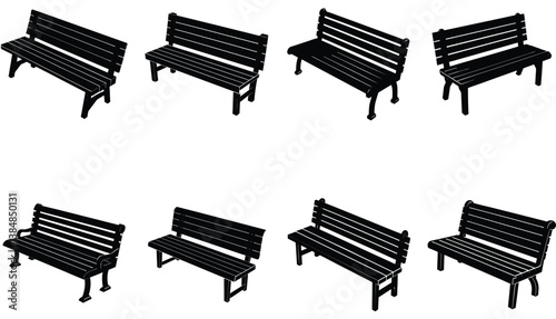 Bench Vector Shilhouette Bundle Set Collection