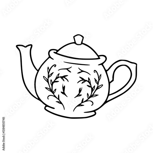 abstract teapot with floral accents vector design