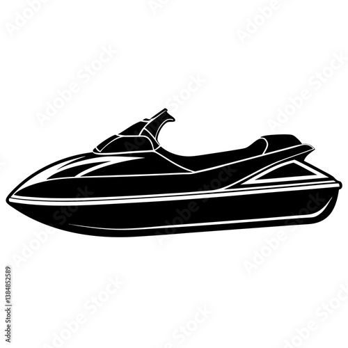 A vector silhouette of a jet ska on white background