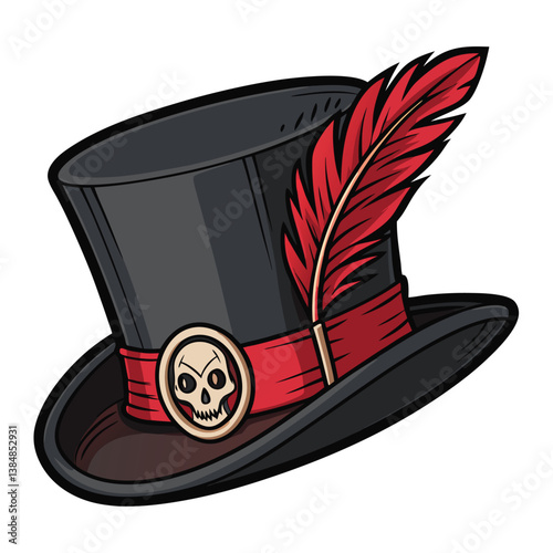 Create a vector illustration of a Victorian top hat using bold, striking strokes.  Emphasize texture and form.