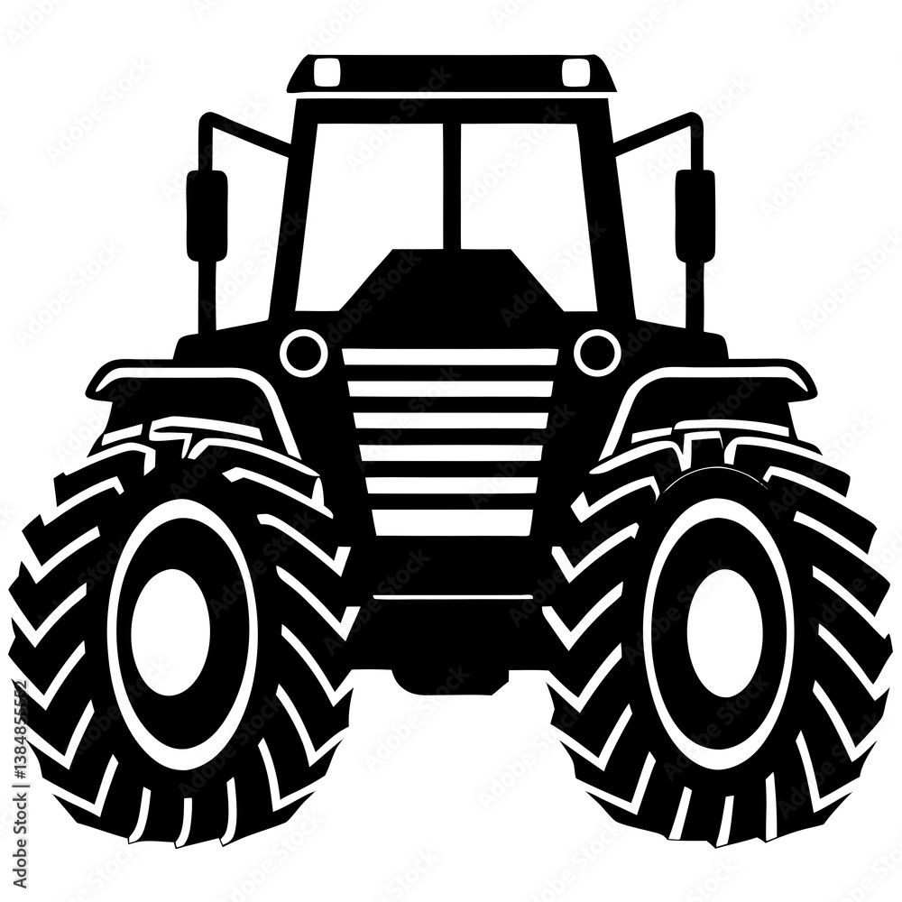 Obraz premium A vector silhouette of a large tractor 