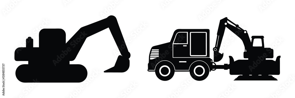 Naklejka premium excavator silhouette design.
