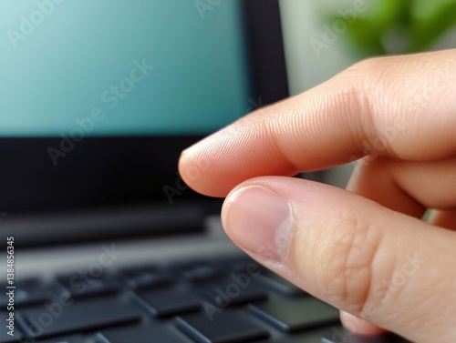 typing on laptop close up of fingers