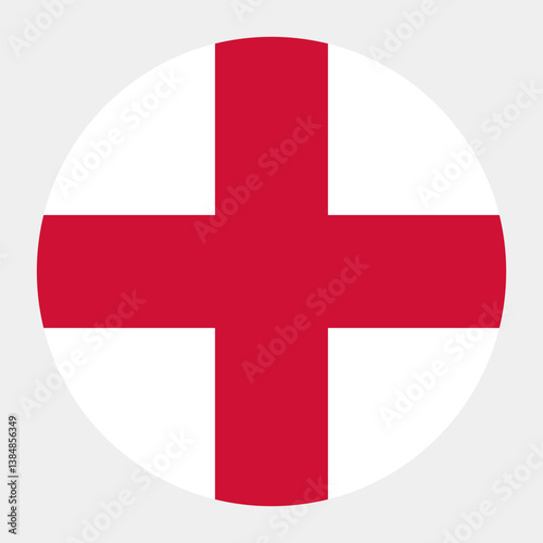 The flag of England. Flag icon. Standard color. Round flag. Computer illustration. Digital illustration. Vector illustration.