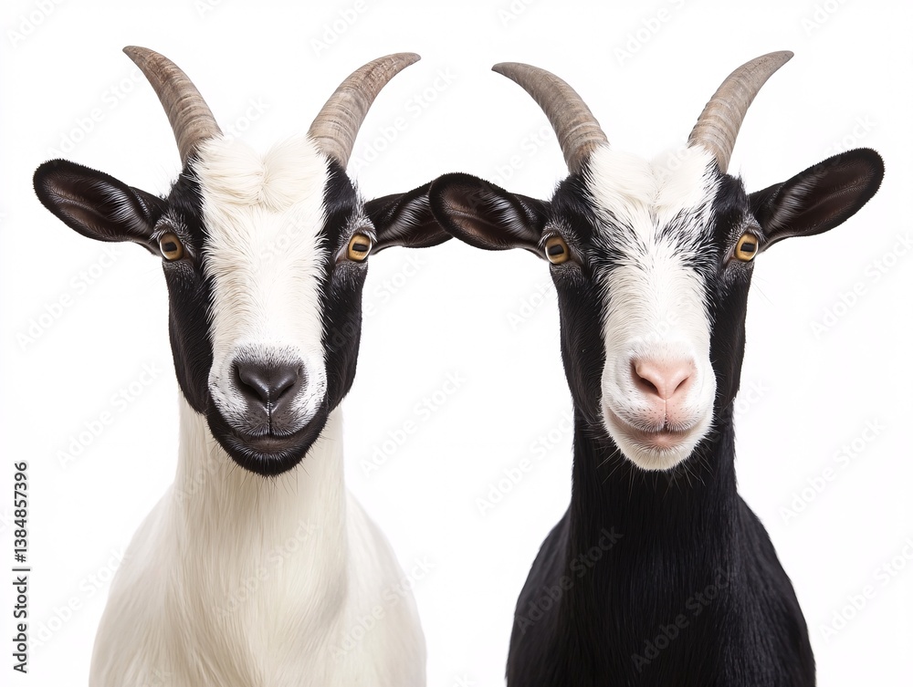 goats on a white background