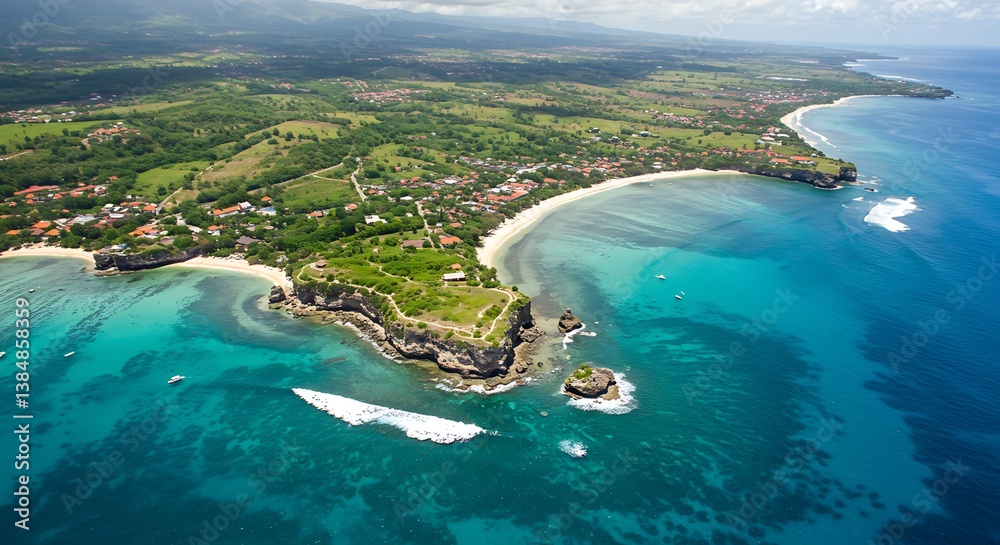 Obraz premium Emerald Shores, Azure Dreams AI Generated