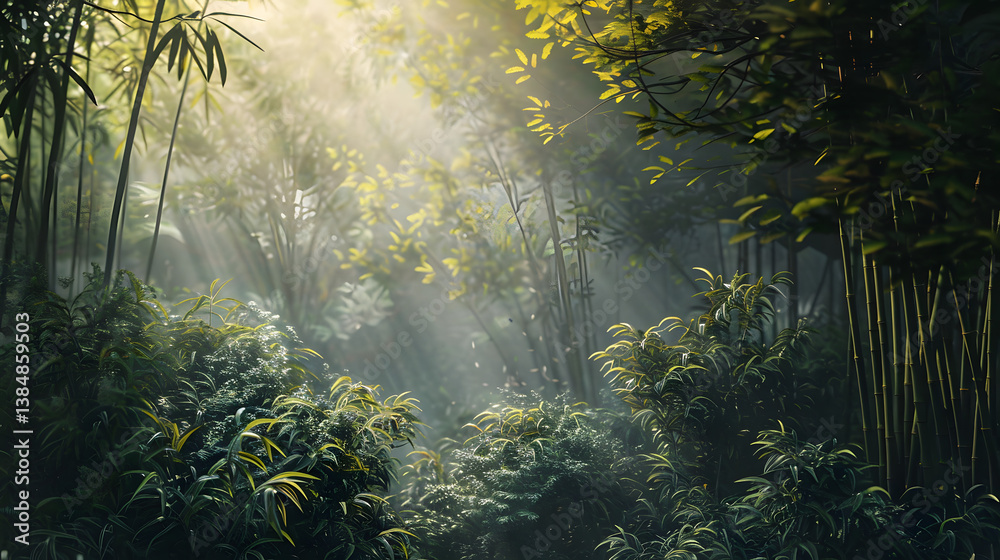 Obraz premium Bamboo Forest In Soft Morning Light