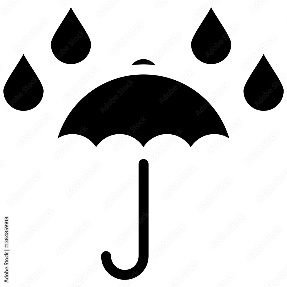 Umbrella with Rain Drops Vector Icon Umbrella with Rain Drops Vector Icon