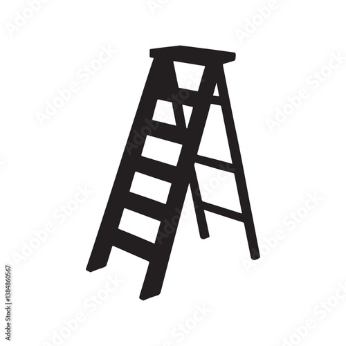 Wooden step ladder silhouette isolated on white background. Step ladder icon vector illustration design