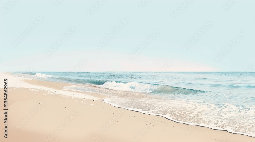 Serene Beachscape: Tranquil Waves and Azure Ocean Serene Beachscape: Tranquil Waves and Azure Ocean