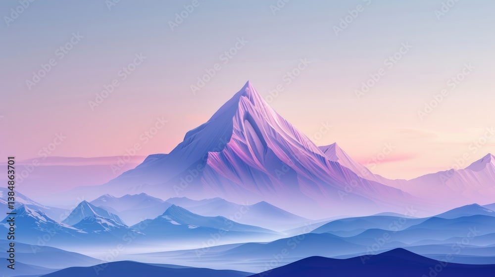 Fototapeta premium Majestic Purple Mountain Range at Dawn: A Serene Landscape