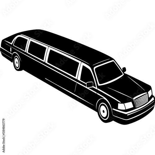 A vector silhouette of a limousine