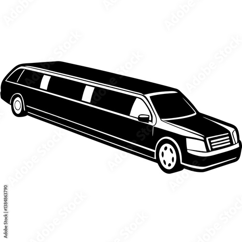 A vector silhouette of a limousine