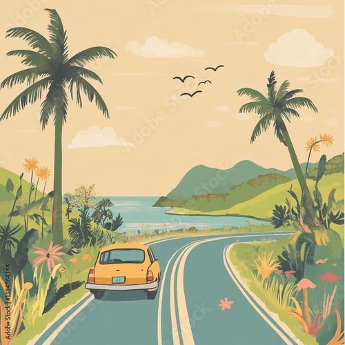Summer seamless road trip illustrator