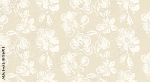 Wallpaper Mural Creamy Bloom Repeat AI Generated Torontodigital.ca