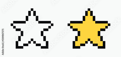 set star pixel art icon vector illustration.