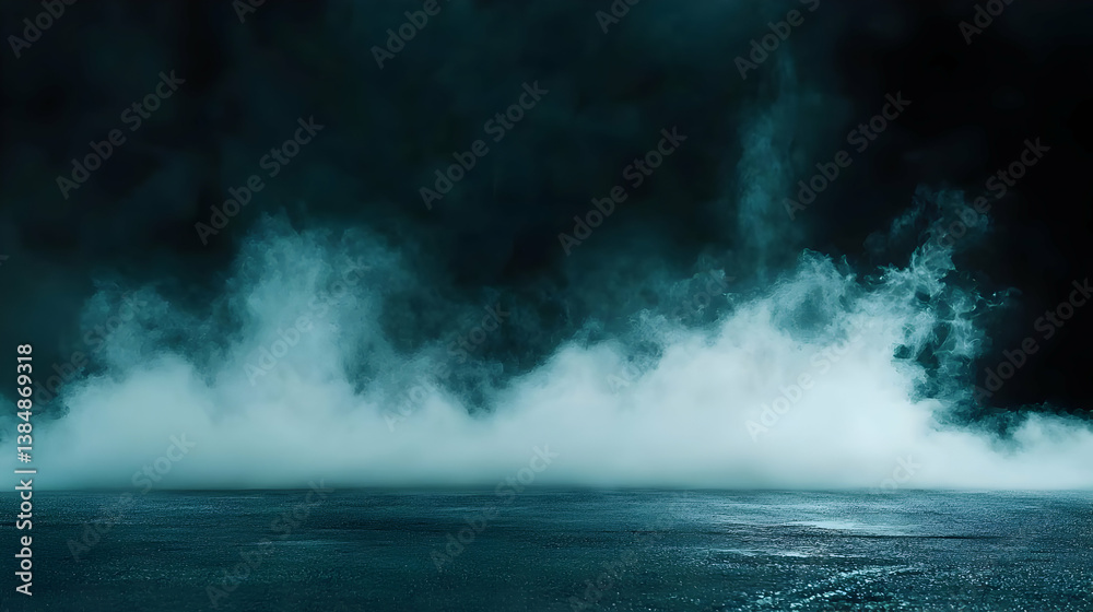 Fototapeta premium Mysterious Fog and Mist Over Dark Water Surface at Night