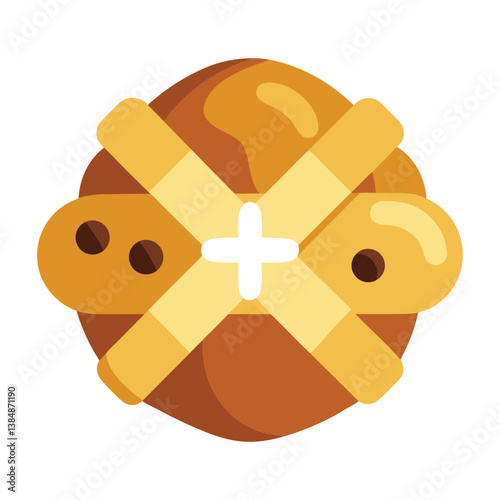  hot cross buns with raisins and a butter pat