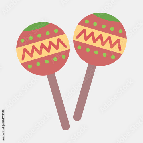 Icon maraca. Day of the dead celebration elements. Icons in flat style. Good for prints, posters, logo, party decoration, greeting card, etc.