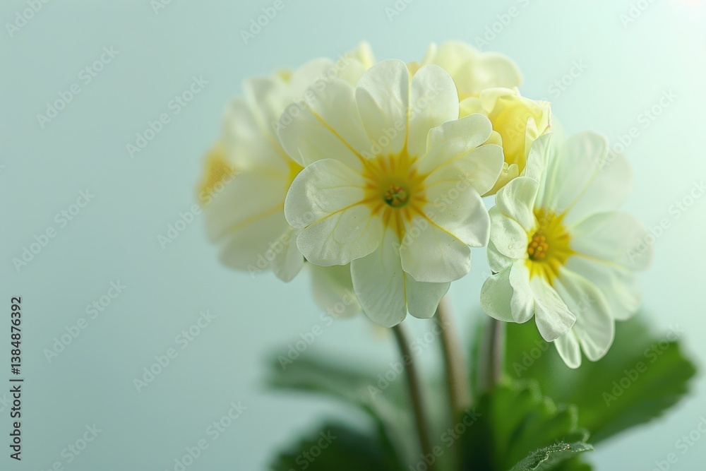 Delicate white and yellow flowers blooming gracefully in soft light against a gentle background Delicate white and yellow flowers blooming gracefully in soft light against a gentle background
