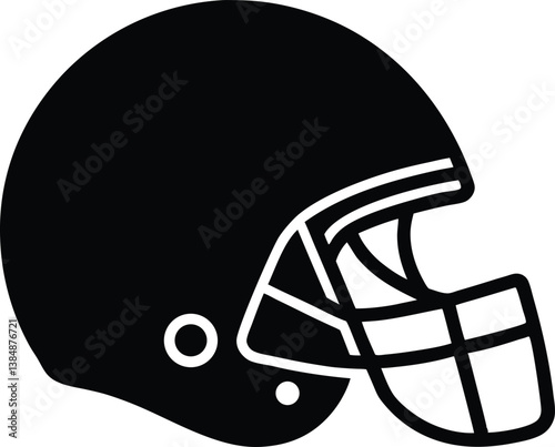 American Football Helmet Silhouette Vector, football helmet flat icon