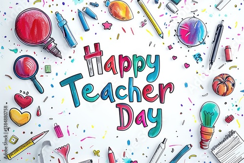 Happy Teacher's Day Your unwavering dedication and PSD mockup with watercolor effect text on floral background	